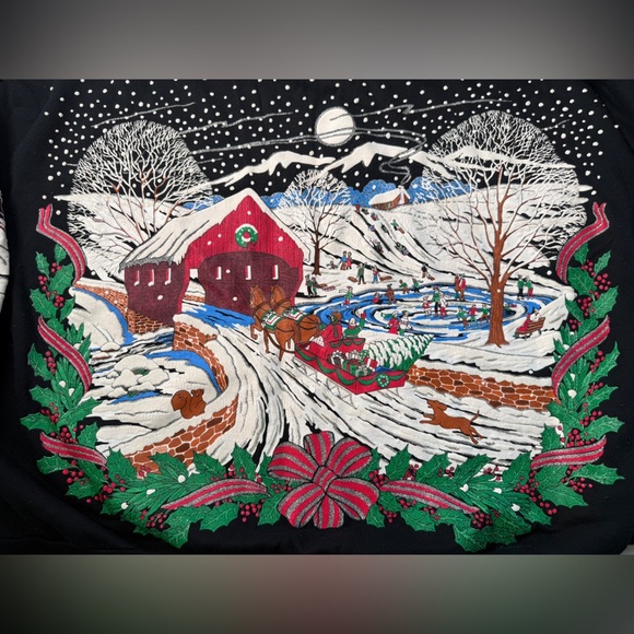 Nutcracker Vintage Holiday Sweater Black w/ Christmas/Winter Scene Size 24W/44 - Picture 11 of 11